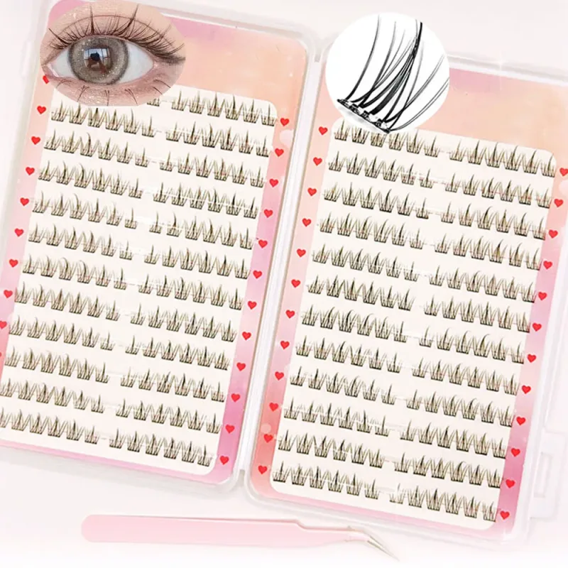 288Clusters Self Adhesive No Glue Daily Natural Eye Makeup Eyelash Extensions Kit False Eyelashes With Tweezers — image 2