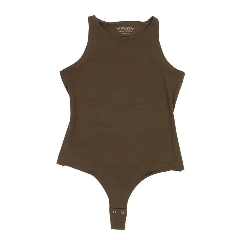 Women Sleeveless Stretch Base Layer Bodysuit One Piece Crew Neck Open Crotch Slim Fit Versatile Solid Tank Top S-2XL For Summer — image 10