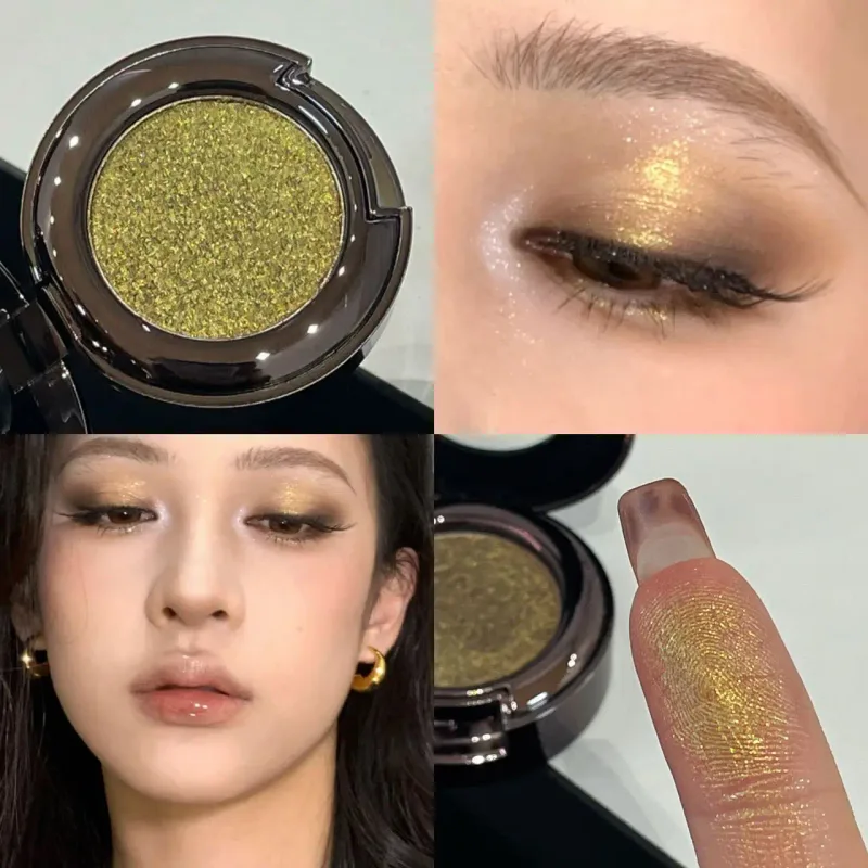Metallic Glitter Black Blue Eyeshadow Purple Green Metallic Highlighter Eyeshadow Diamond Long Lasting Eye Makeup Women Cosmetic