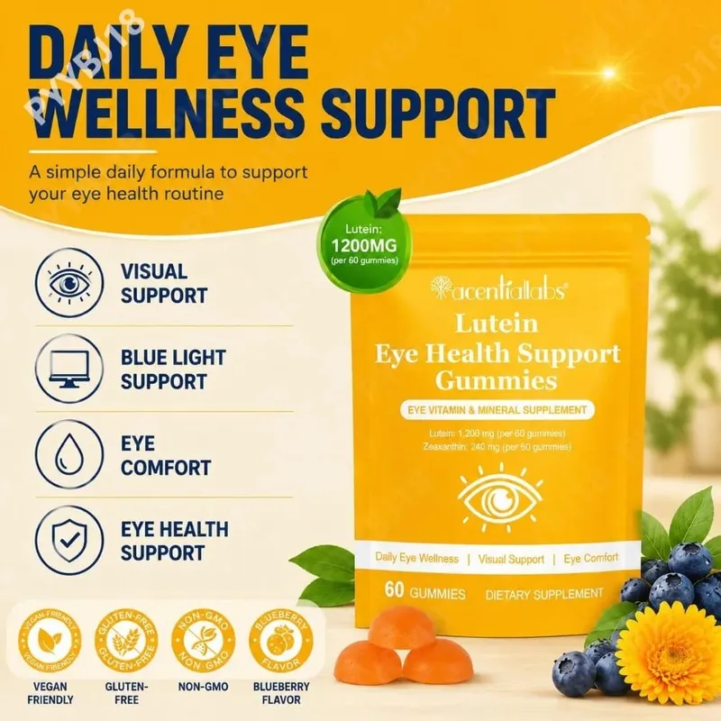 Lutein Eye Health Gummies 40mg with Zeaxanthin Vitamin A C & E Visual Support Blue Light Support & Eye Comfort Vegan 60 Count — image 2