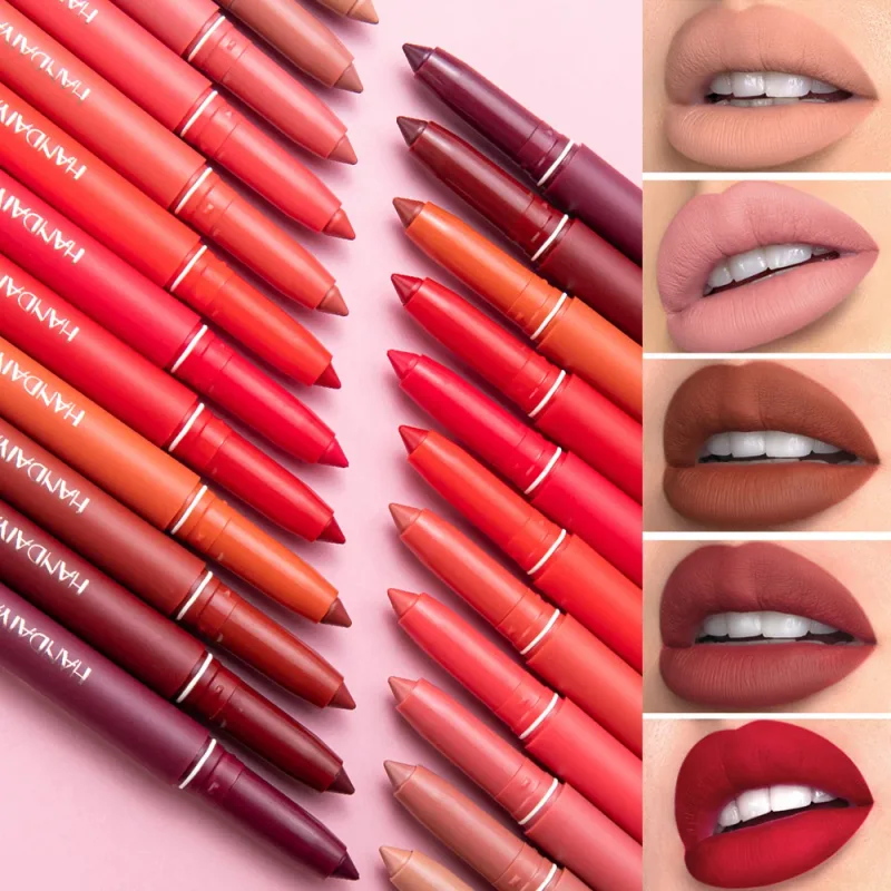 Rossetto opaco rosso ciliegia impermeabile Matita labbra sexy Matita rimpolpante Matita labbra rosa nudo naturale Contorno labbra Trucco contorno