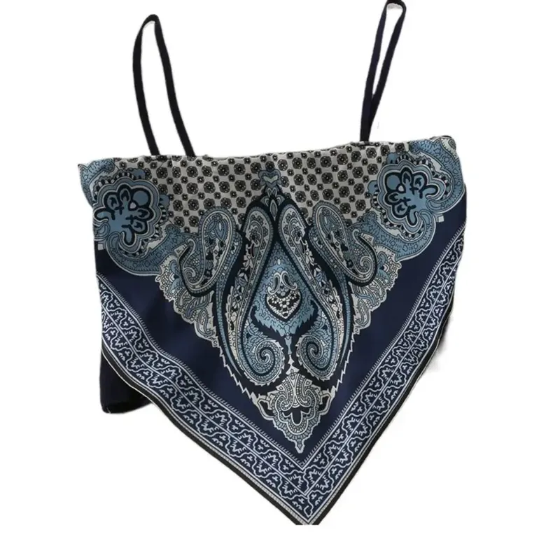 New Retro Camisole 39cm Cotton Triangle Scarf Cashew Flower Wear Tube Top — image 10