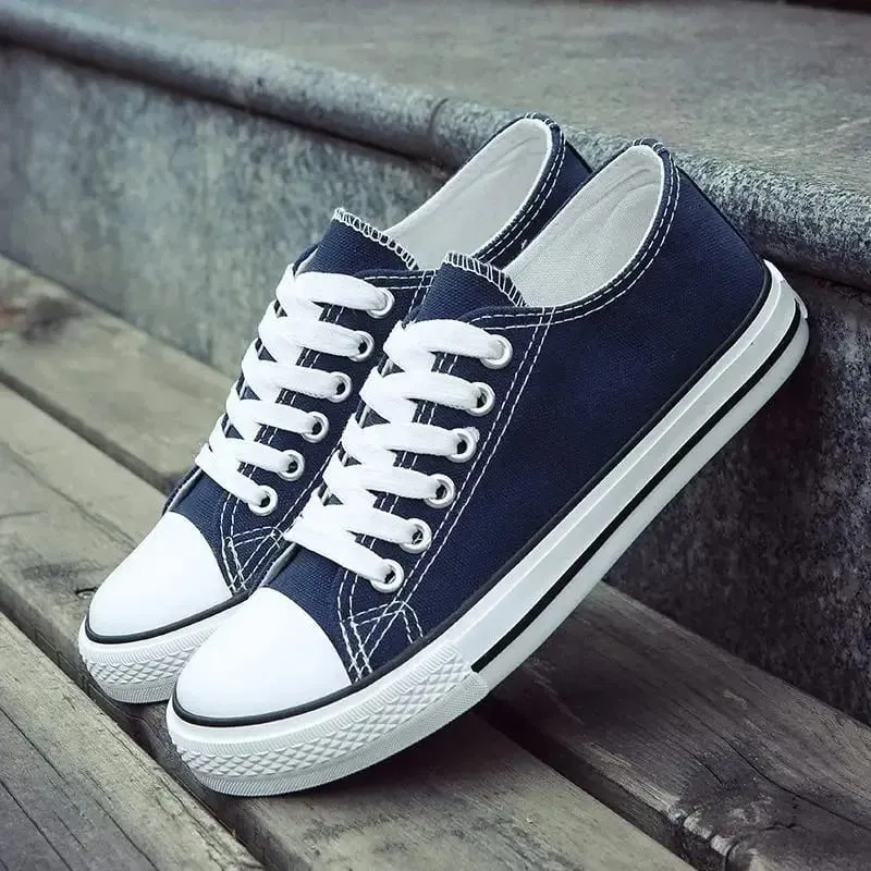 Men's Canvas Shoes Breathable Casual Sneakers Korean Style Versatile Student Flat Heel Low Cut Durable TPR Outsole Fashionable — image 2
