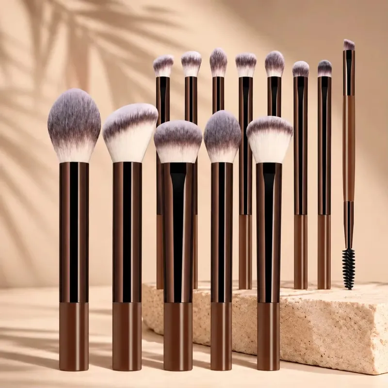 Professional Dual-Ended Makeup Brush Set with Foundation Contour Blush Powder Eyeshadow and Concealer Brushes Soft Syntheti