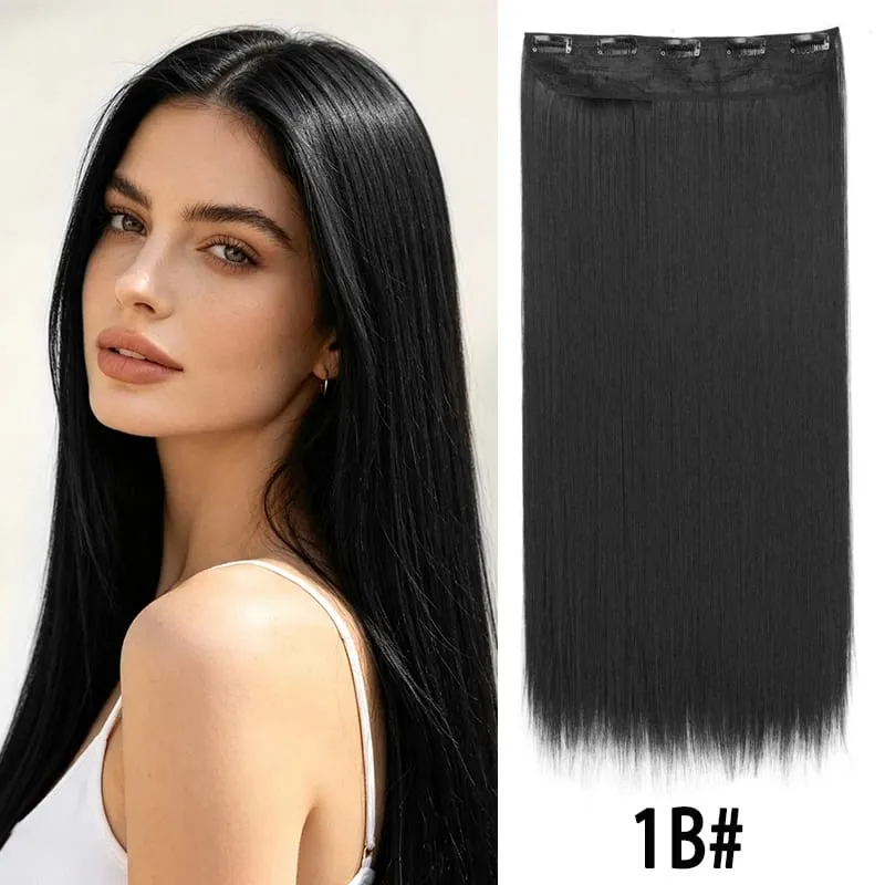 24Inch Synthetic Long Straight Hair Extension One Piece Clip On Hairpiece for Women Increase Hair Volume Daily Party Hairstyle — image 9