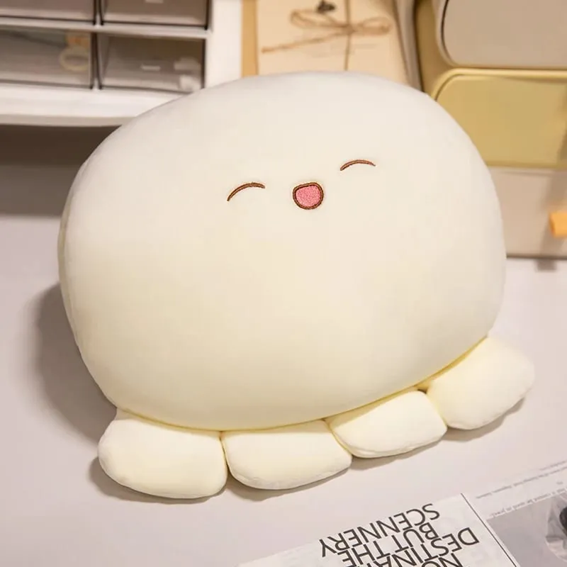 35cm Bantal Mewah Sotong Lembut Sumbat Bentuk Bola Haiwan Akuatik Tangan Hangat dengan Lubang Lebih Panas Muka Comel Plushie Sokongan Belakang — image 10