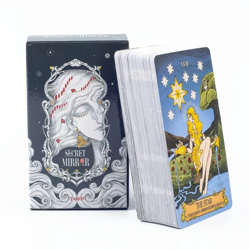 Secret Mirror Tarot Cards 10.3*6Cm Feminine Art Tarot In Rich Symbolism with Monochrome Realm:Black White Red Gold — image 3