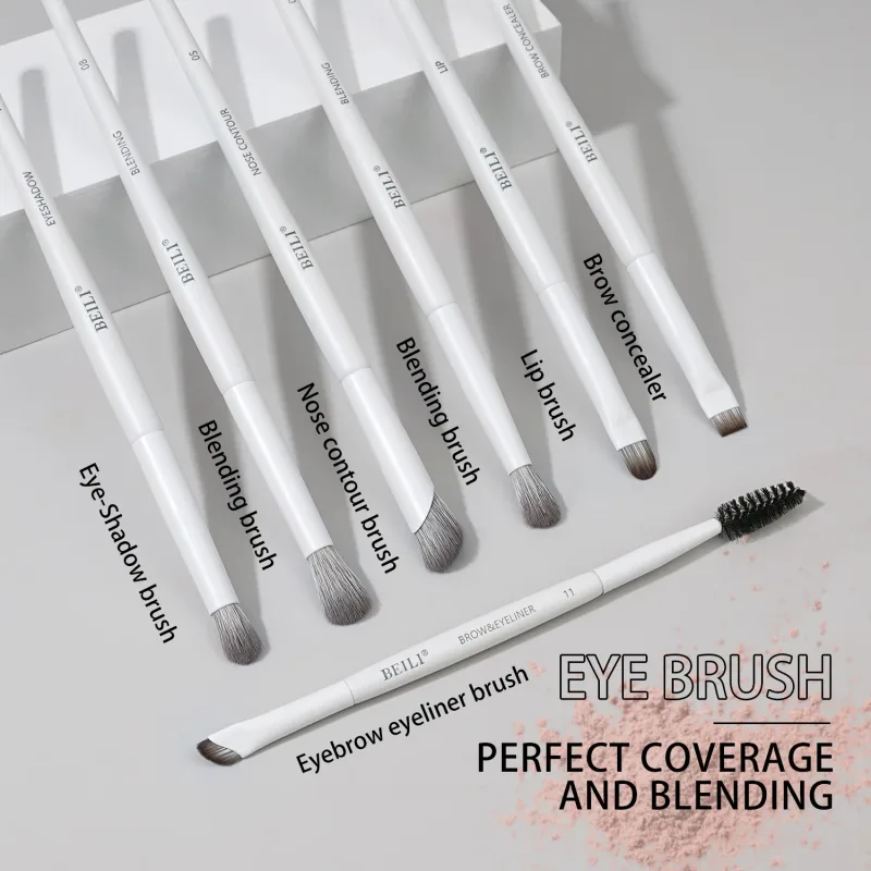 12-Piece Vegan Makeup Brush Set for Powder Foundation Concealer Eyebrows Eyeshadow Contour Eyeliner Blender Eye Brushes