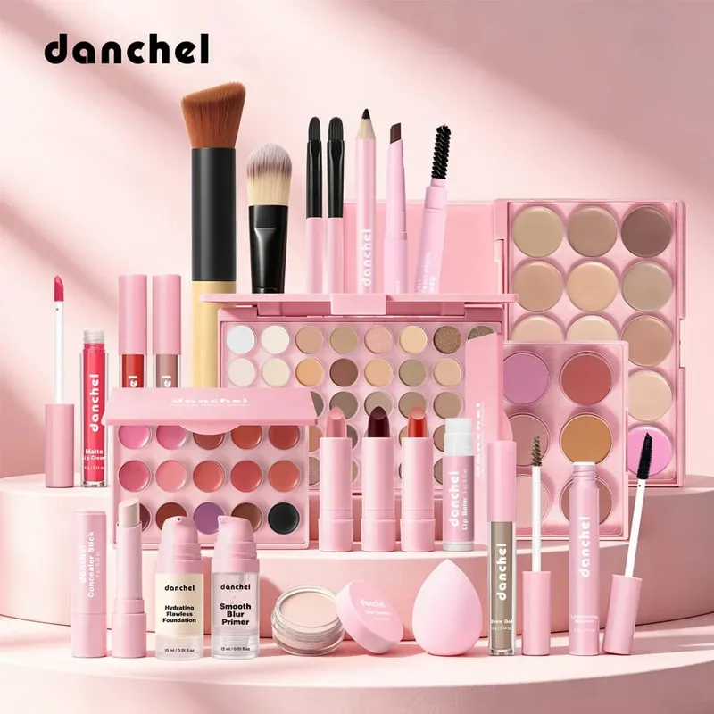 Kit de maquillaje todo en uno, lápiz labial, colorete, paleta de contorno, imprimación, brocha para base, brillo de labios, Kit completo de maquillaje para cejas, regalo para mujer — image 2