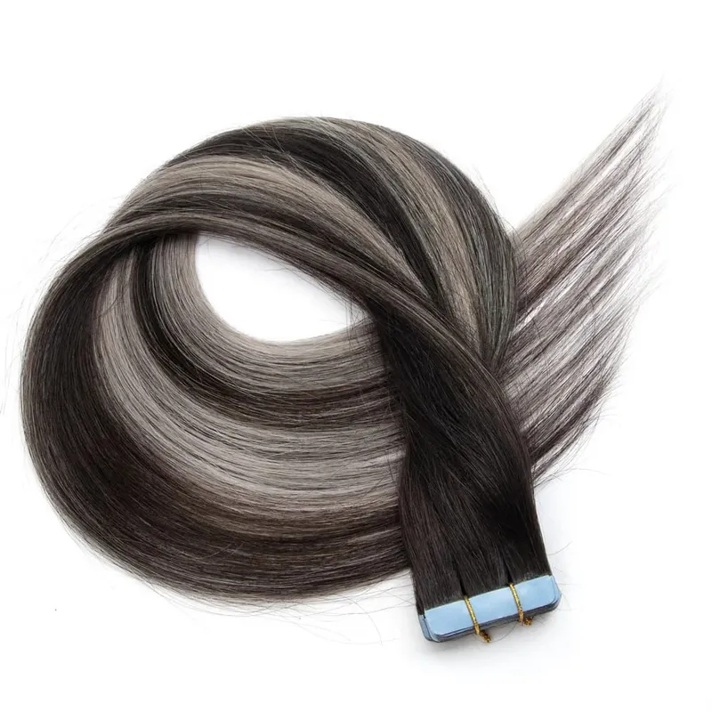 Real Human Hair Tape in Extensions 16'' 20'' Natural Straight High Light Seamless Tape Hair On Double Sided Tape 20pcs 30g/pack