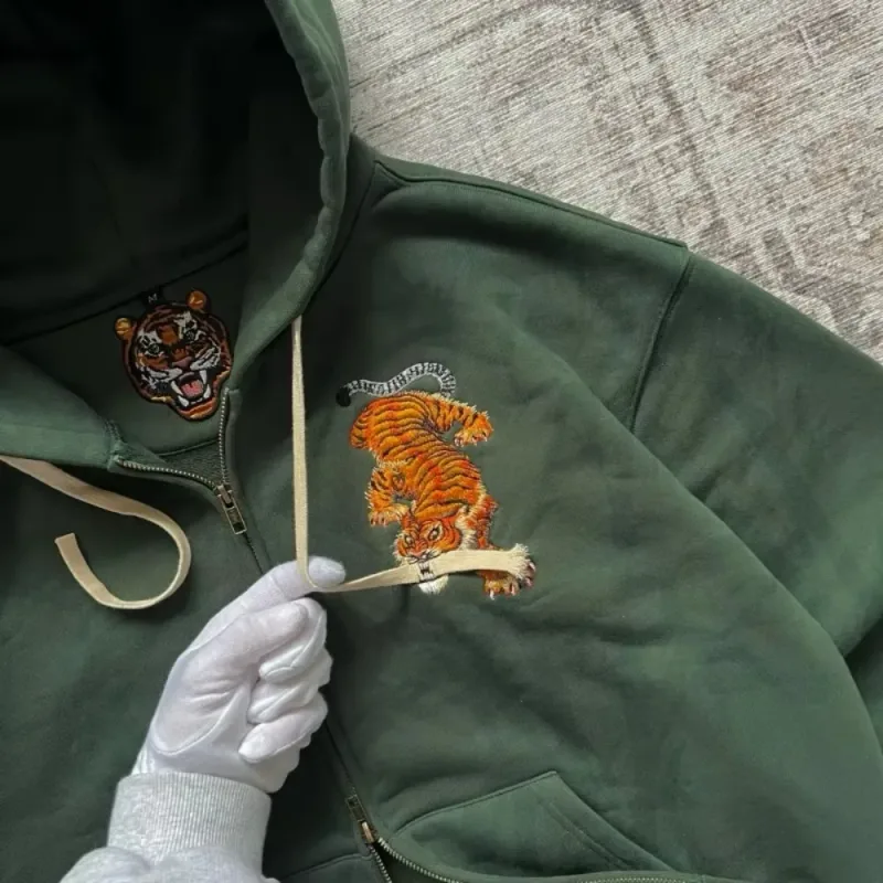 Sweat à capuche Vintage imprimé ours pour hommes, rétro vert, Patch à carreaux, pull à capuche, décontracté, Streetwear, manches longues, haut pour femmes