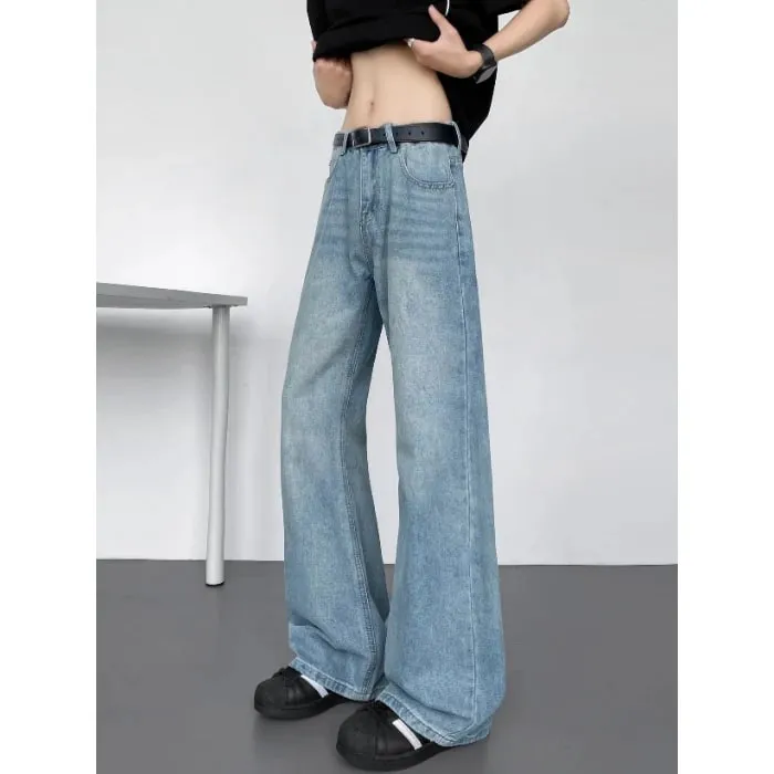 New American Vintage Washed Distressed Men's Jeans Baggy Jeans Micro Flare Retro Streetwear Hip Hop Trousers — image 9