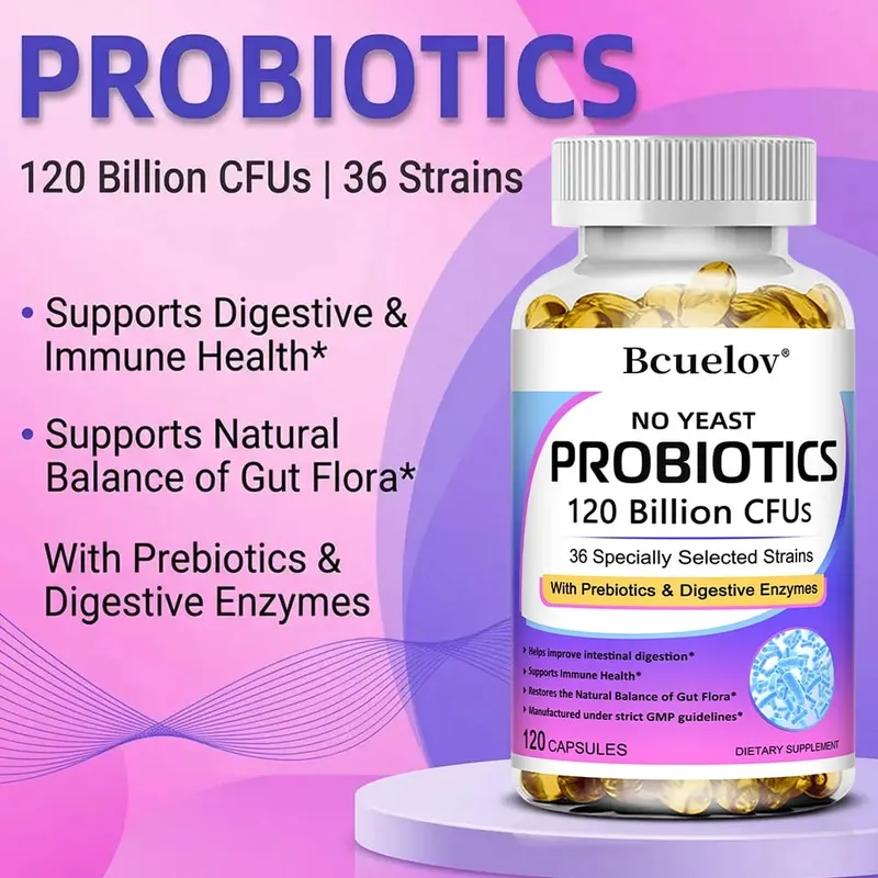 Probiotics 120 Billion CFU with Prebiotics & Digestive Enzymes Supports Digestion Gut Flora Bloating Relief & Immune Health — image 2
