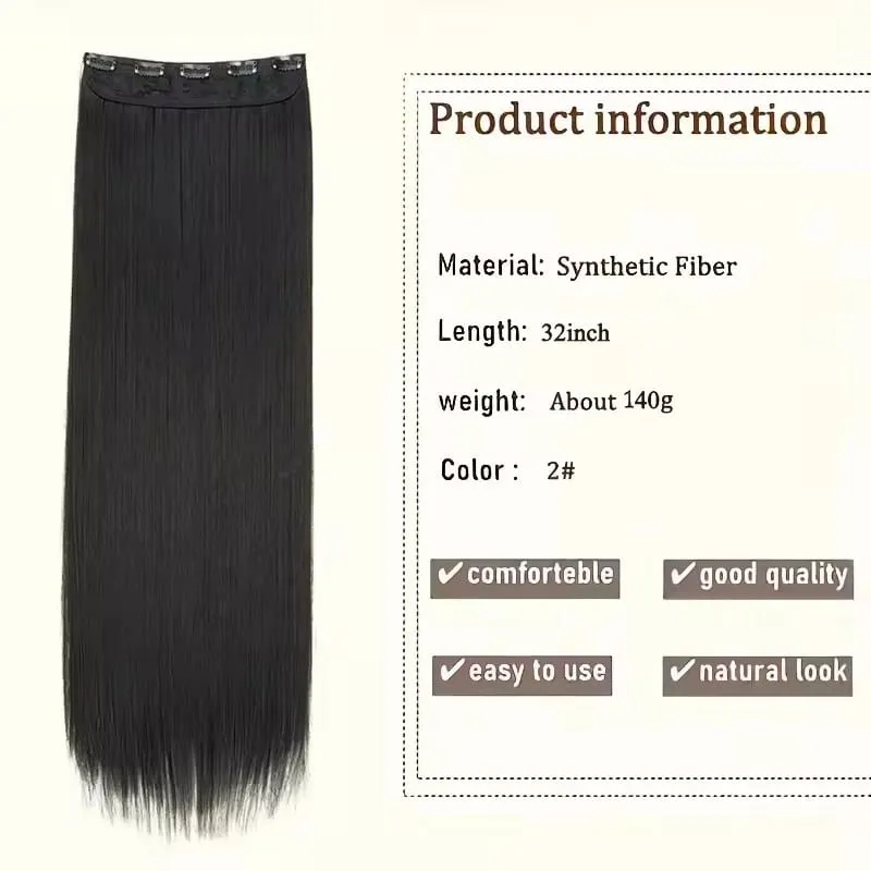 32 Inch Synthetic No Clips Invisible Wire Hair Extension Artificial Natural Fake False Long Straight Hairpiece Blonde For Women — image 3