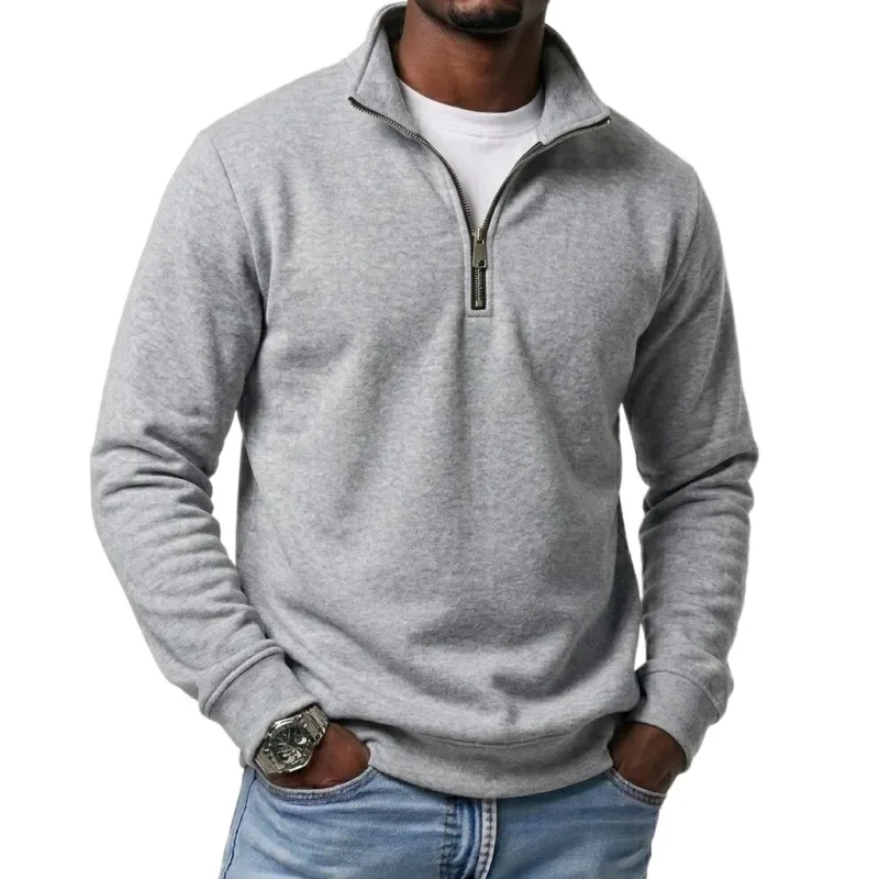Mens Outdoor Quarter Zip Sweatshirts Casual Half Zip Pullover Hoodies Solid Color Spring Autumn Tops for Gym and Daily Tops