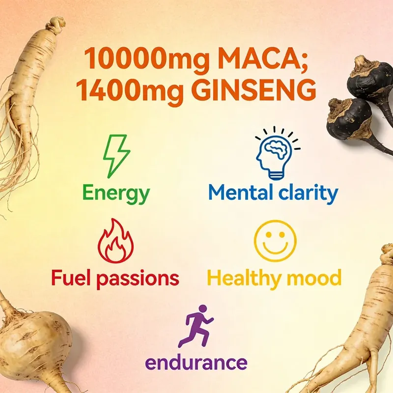 Maca Root Capsules with Ginseng - Promote Energy Mood Stamina & Performance Supports Mental Health for Men and Women — image 5