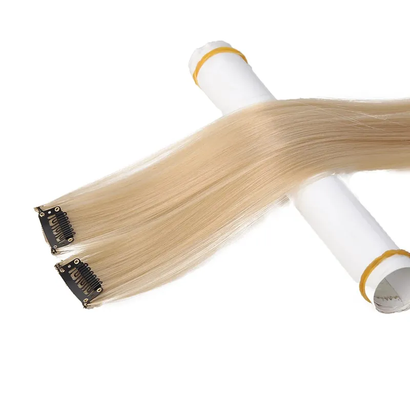 2PCS synthetic color hair extension piece wig women's highlighting clip hair heat-resistant wig piece long straight hair — image 6