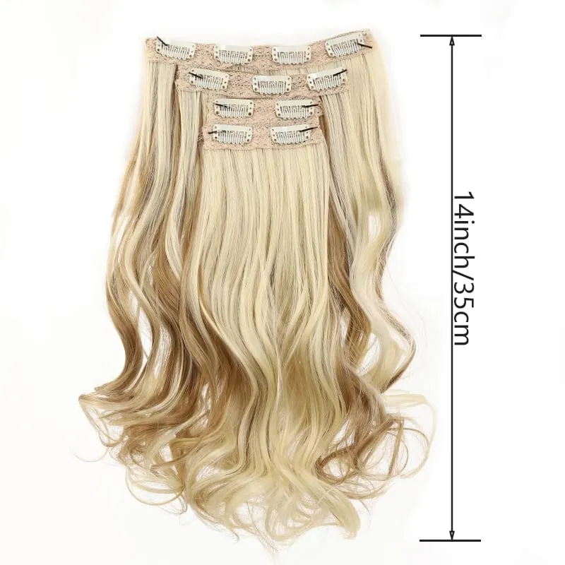 Wig piece wig women's four piece set large wave clip hair synthetic hair extensions — image 3