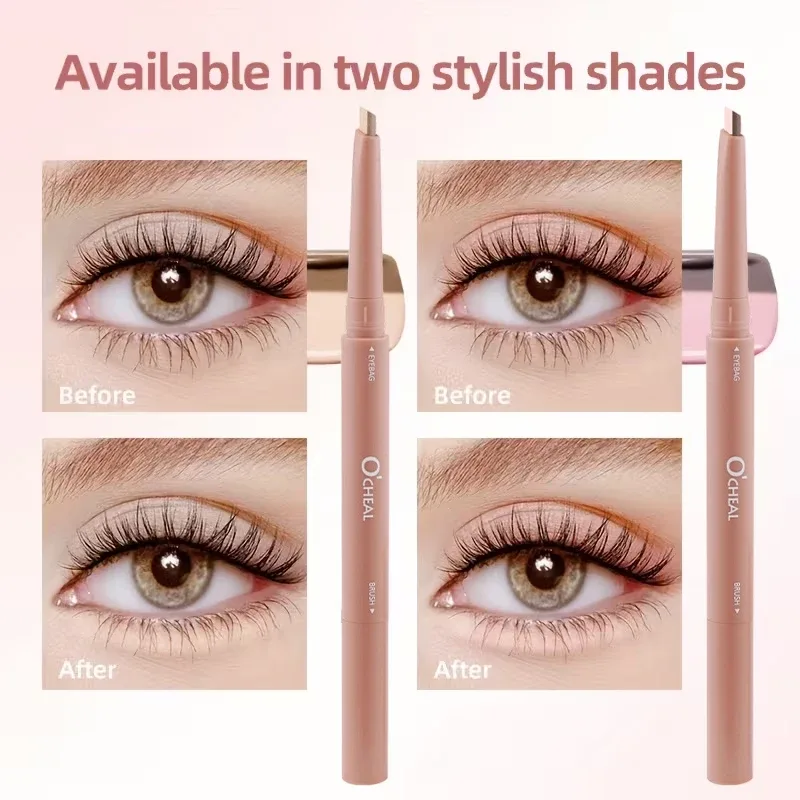 Double-ended Lying Silkworm Pen Natural Matte Shimmer Highlighter Stick Long Lasting Eye Brightener for Bigger Eyes Makeup