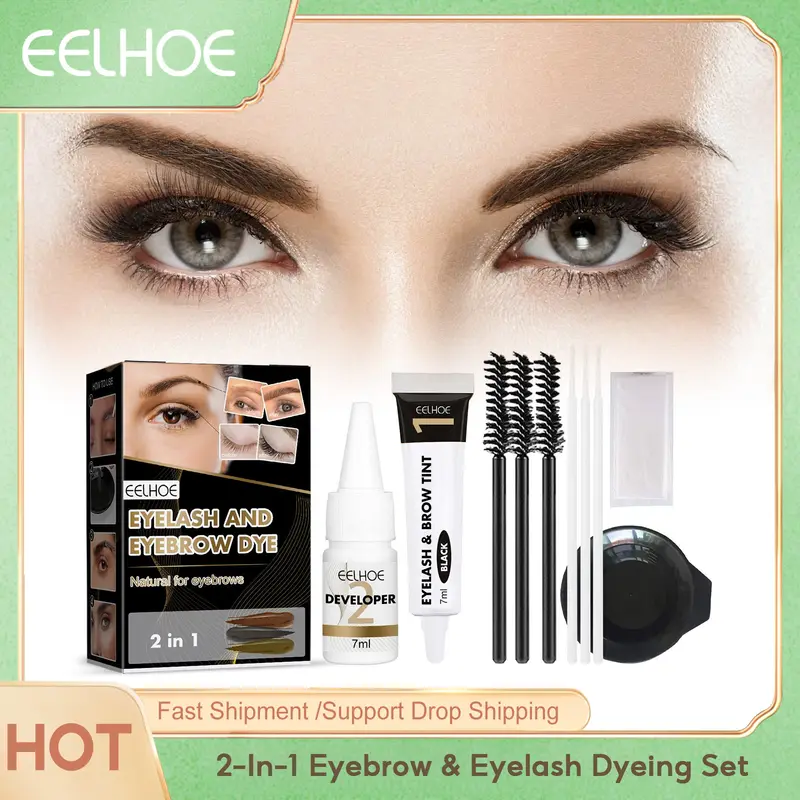 Eelhoe 2-In-1 Eyebrow Eyelash Dyeing Set Lastin Nourishing Eye Care Makeup Lasting Lifting Waterproof Eyelash Thicker Dye Kits