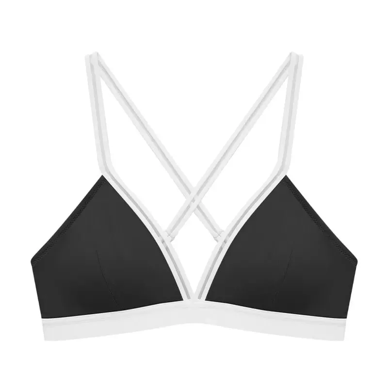 Deep V Triangle Bra for Women Small Bust Slight Gather Thin Strap Beauty Back French Style Seamless Light Soft Lingerie 32-38AB — image 10