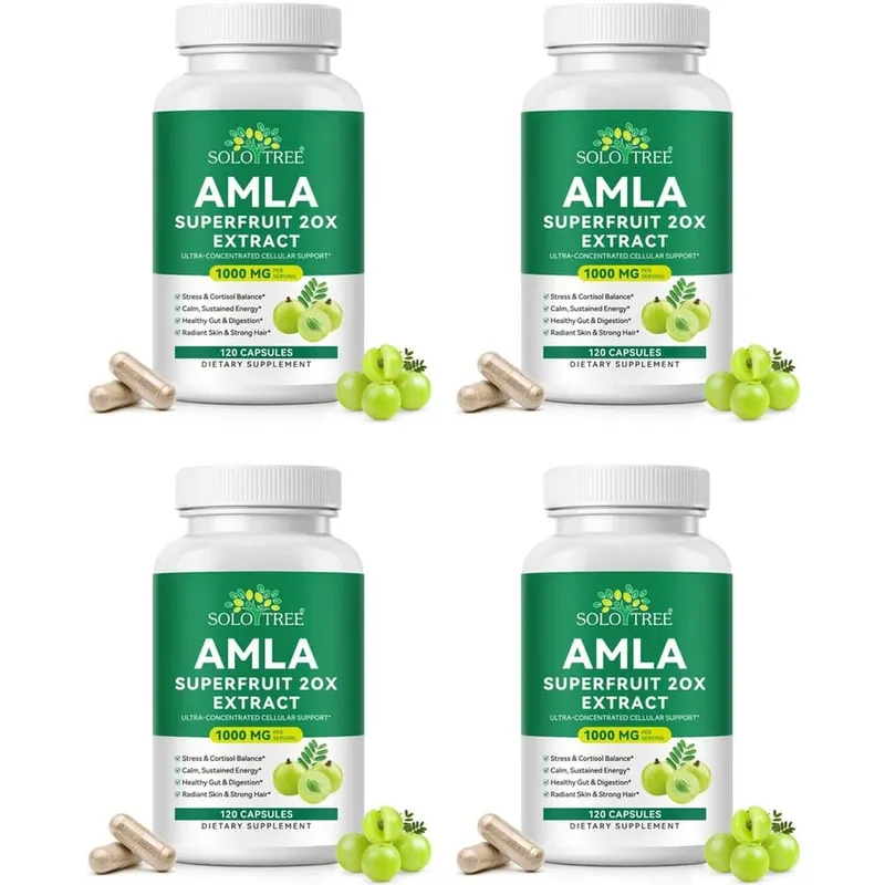 Amla Superfruit 20x Extract Capsules with Phyllanthus Emblica for Promotes Calm Energy Digestive Health Radiant Skin/Hair 120Ct — image 10