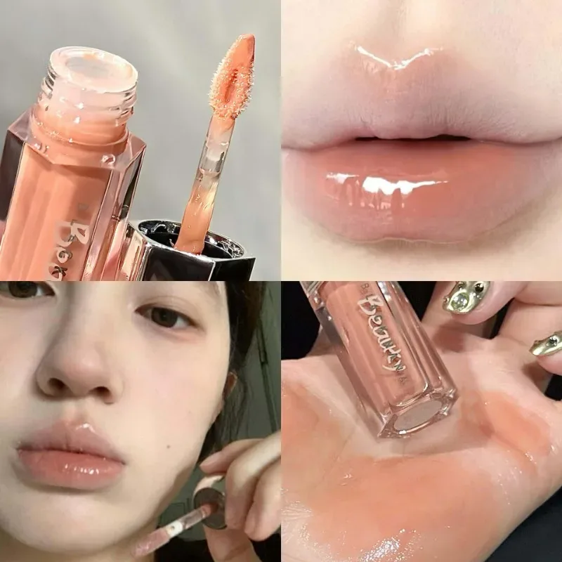Ice Transparent Brown Lip Gloss Moisturizing Glossy Liquid Lipstick Nude Water Light Glass Mirror Lip Glaze Long-lasting Makeup — image 8