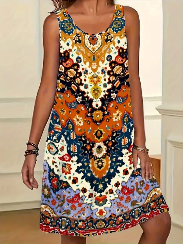 2026 Summer Women's Sleeveless Dresses Knee-Length Round-Neck Dresses Beach and Vacation Casual Dresses Printed Women's Dresses — image 14