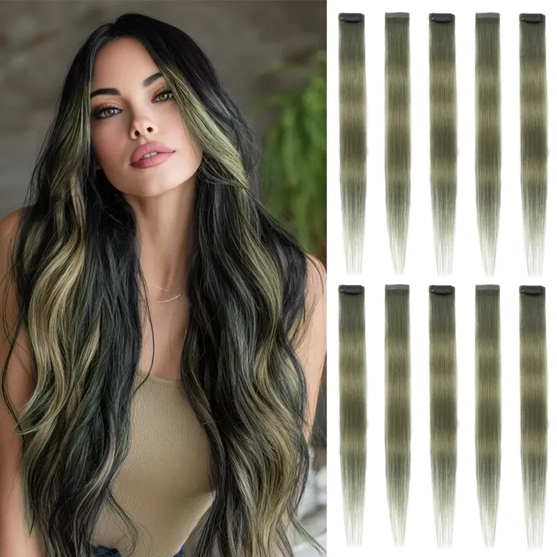 6PCS Colored Purple Hair Extensions Clip in Hair Extensions Straight Human Hairpiece for Halloween Christmas Cosplay 16Inches — image 9