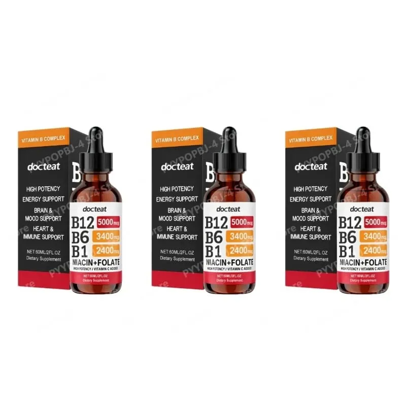 Docteat B Complex Drops 60ml High Potency B12 5000mcg Methylcobalamin Energy Brain Mood Heart Immune Support Non GMO Vegan — image 9