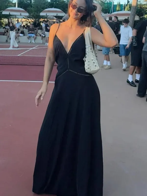 Elegant Deep V-neck Backless Long Dress Women Solid Spaghetti Strap Sleeveless Sling Dresses 2026 Lady Holiday Party Vestidos — image 7