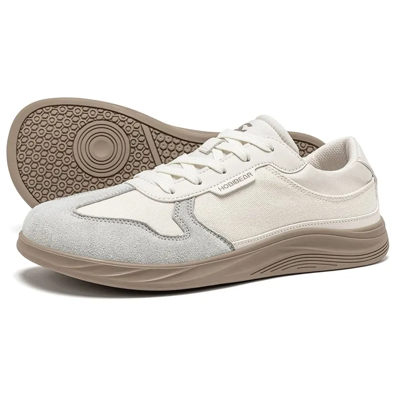 Erkek Kadın Geniş Toe Box Ayakkabı | Minimalist Suni Deri Kanvas Spor Ayakkabı Hafif Günlük Bağcıklı Yürüyüş Ayakkabısı — image 4