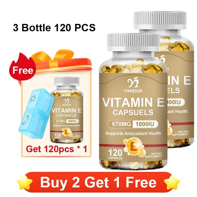 Vitamin E Supplements with Tocopherols & Safflower Oil Support Elasticity Shrink Pores Combat Aging & Antioxidant Immune — image 12