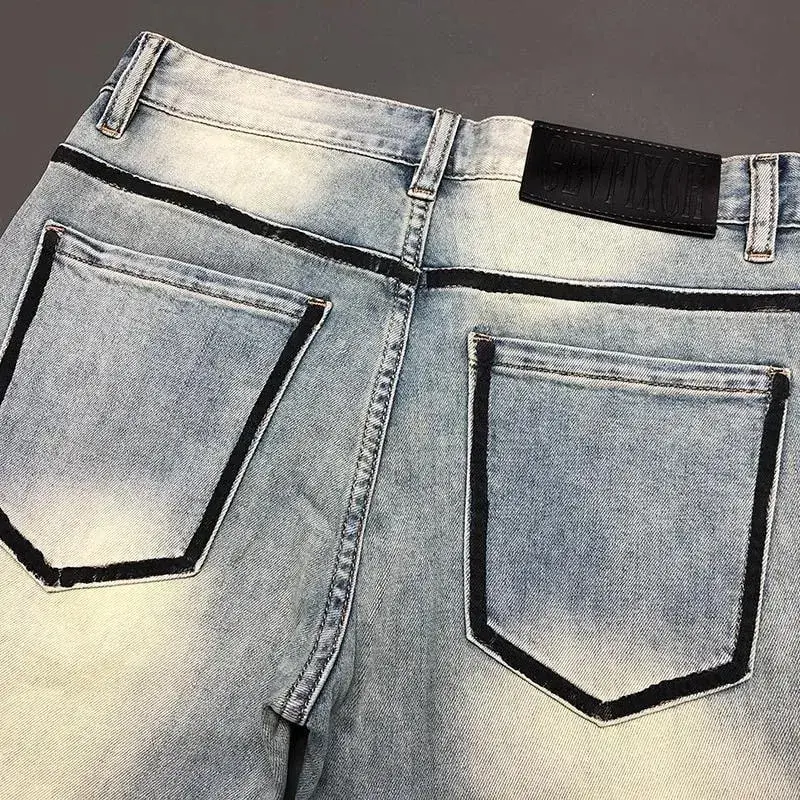 Spring and Autumn New Fashion Trend Solid Color Straight Leg Stretch Denim Jeans Men's Casual Sports Vintage High Quality Jeans
