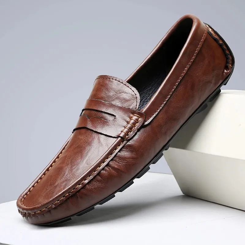 New Classic Casual Leather Men Shoes High Quality Summer Soft Bottom Loafers Outdoor Slip on Driving Shoes Flat Designer Shoes — image 2