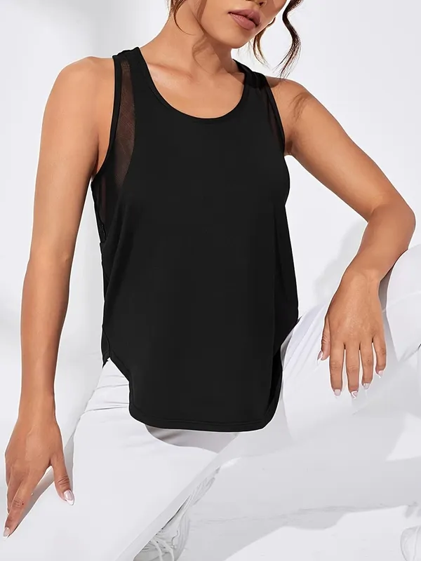 Summer Solid Sleeveless Tops Womens Quick Drying Sports Vest Loose Breathable Soft Gym Outdoor Wear Basic Womans Tank Shirts — image 2