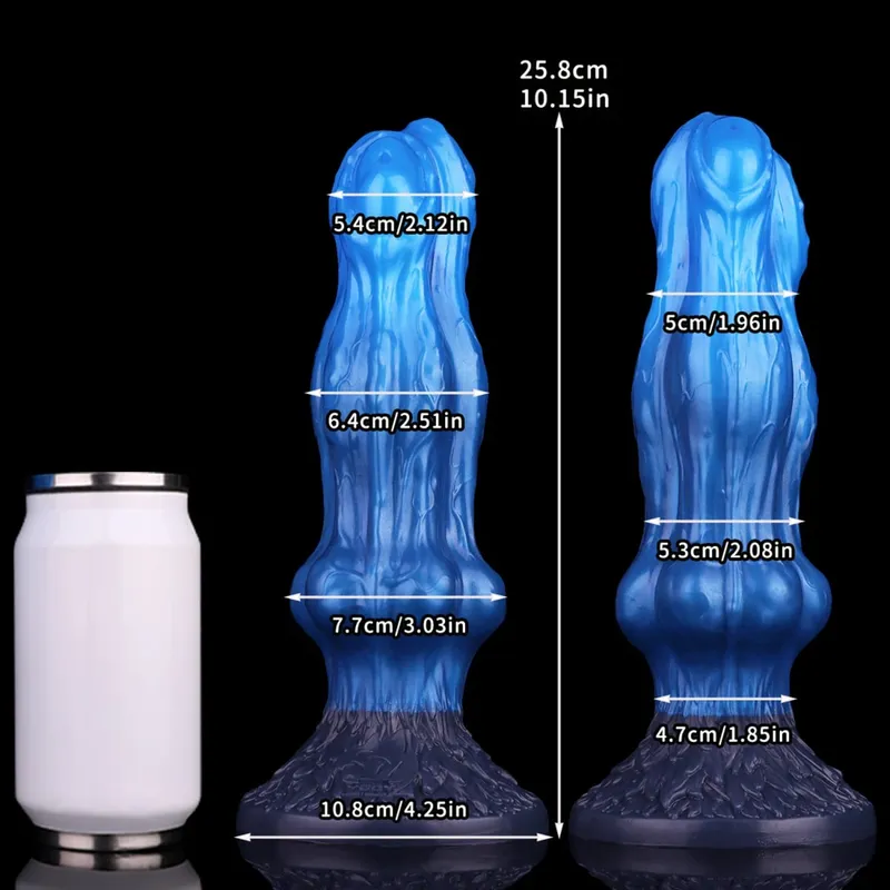Double Layer Silicone Fantasy Dog Knot Dildo Blue Butt Plug with Sucker Anal Dilator Masturbate Sex toy for Adult 18+ — image 22