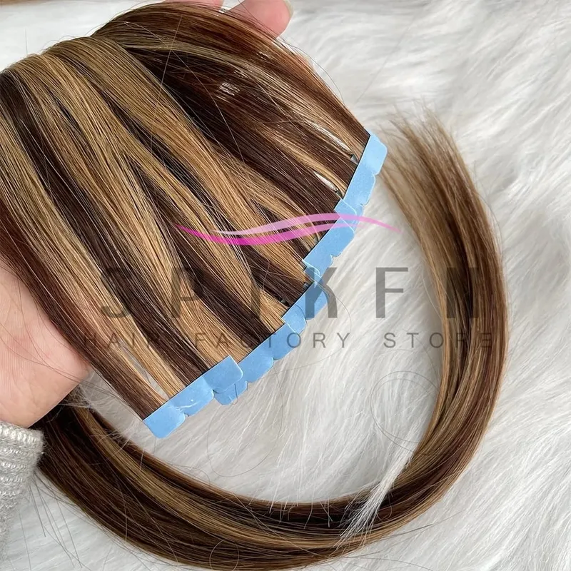 Mini Tape In Human Hair Extensions 12"-20" Machine Remy Skin Weft Adhesive Tape Hair Natural Black Tape Ons 10pcs for Women — image 14