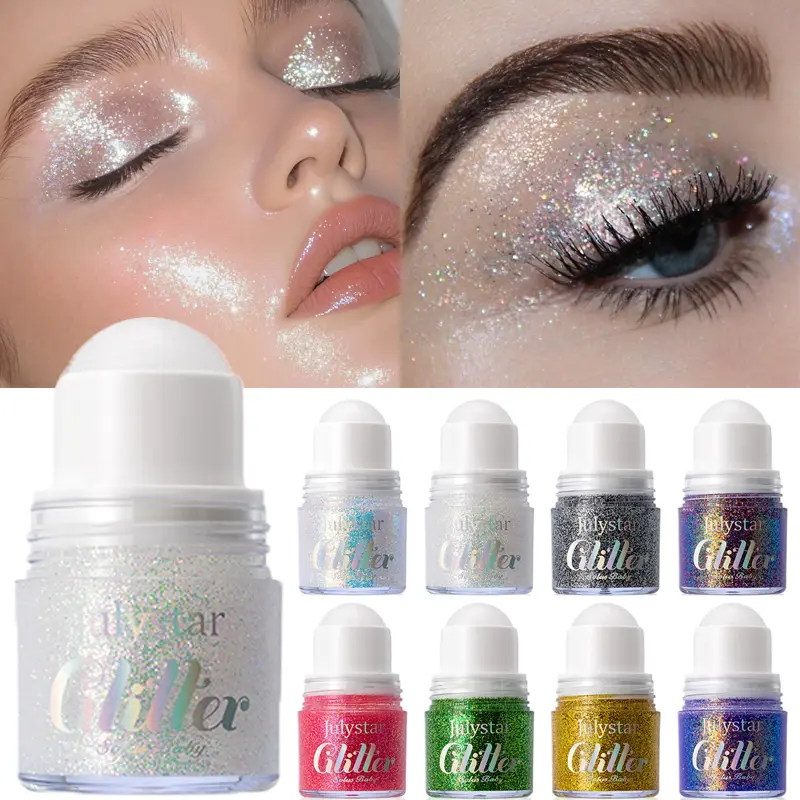 Rolling Sequins Glitter Gel Face Body Painting Shiny Liquid Green White Pearl Gloss Eye Shadow Brighten Stage Makeup Decoration