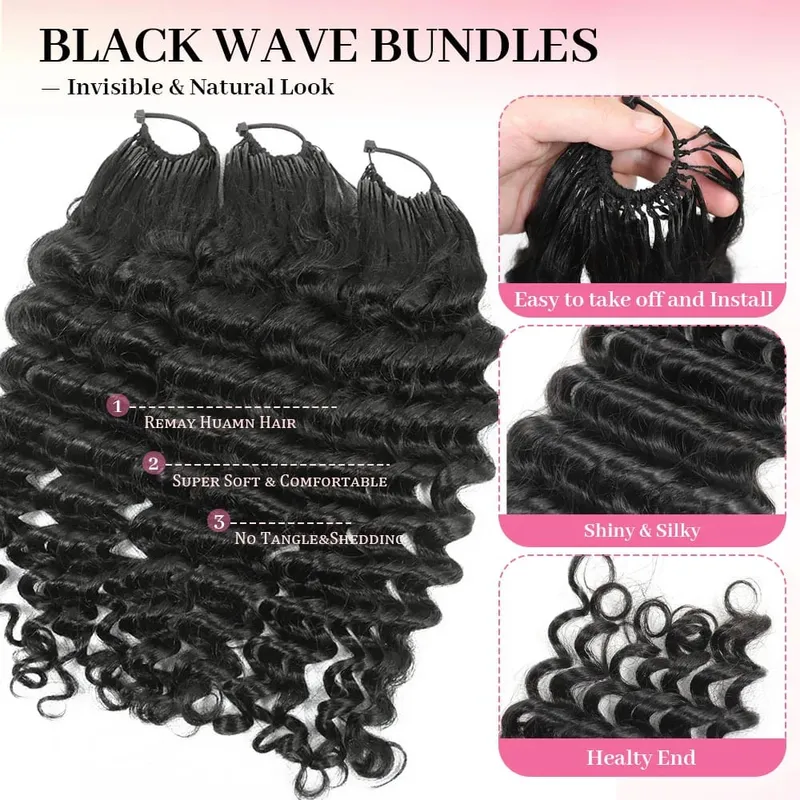Deep Wave Feather Crochet Human Hair Extension Curly Pre-Separated Knotless Crochet Hair Bundles With Loop For Braiding 50g — image 3