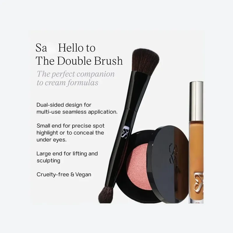 The Double Brush Soft Synthetic Hair Dual-ended Makeup Brush for Slip Tint Concealer Glow Sculpt and Dew Blush