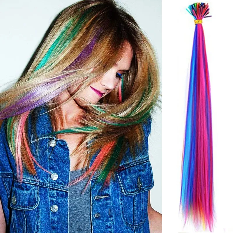 50 Pcs Hair Feathers with Hair Extension Tools Long Straight Synthetic Hair Feather Extensions Kit with Beads for Women Girls