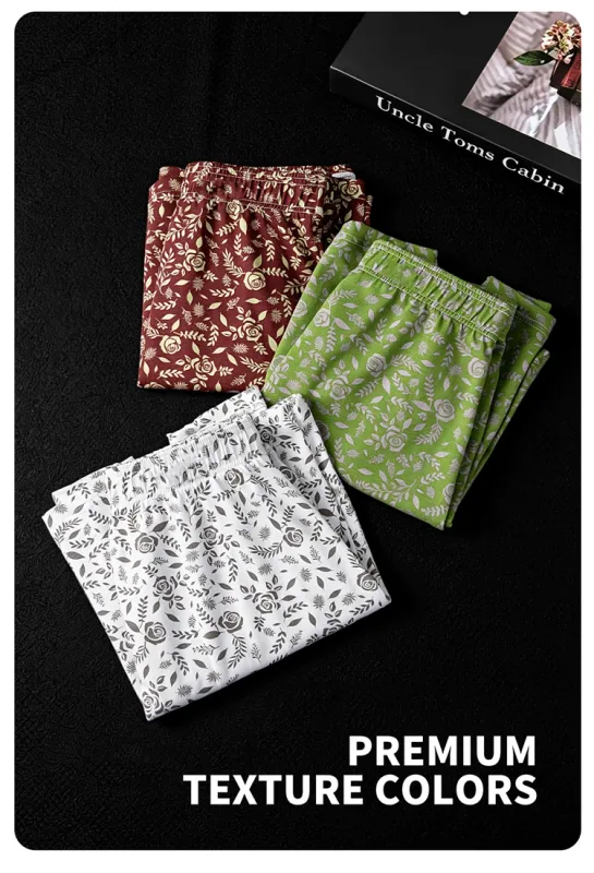 MiiOW 3Pcs Cotton Men Underwear Boxershorts Breathable Rose Print Man Underpants Skin-friendly Large Size Men's Shorts Panties — image 13