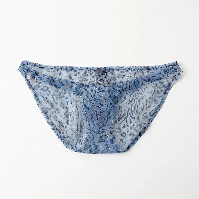Men Leopard Printed Mesh Underwear Ice Silk Thin Breathable Low Waist Quick Dry Cool Summer Mens Briefs Panties — image 20