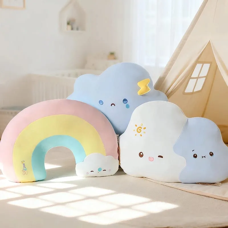 Yaratıcı Hava Serisi Gökkuşağı Bulut Peluş Yastık Yumuşak Sevimli Karikatür Kawaii Dolması Bebek Çocuklar Için kanepe yastığı Ev Dekor — image 2
