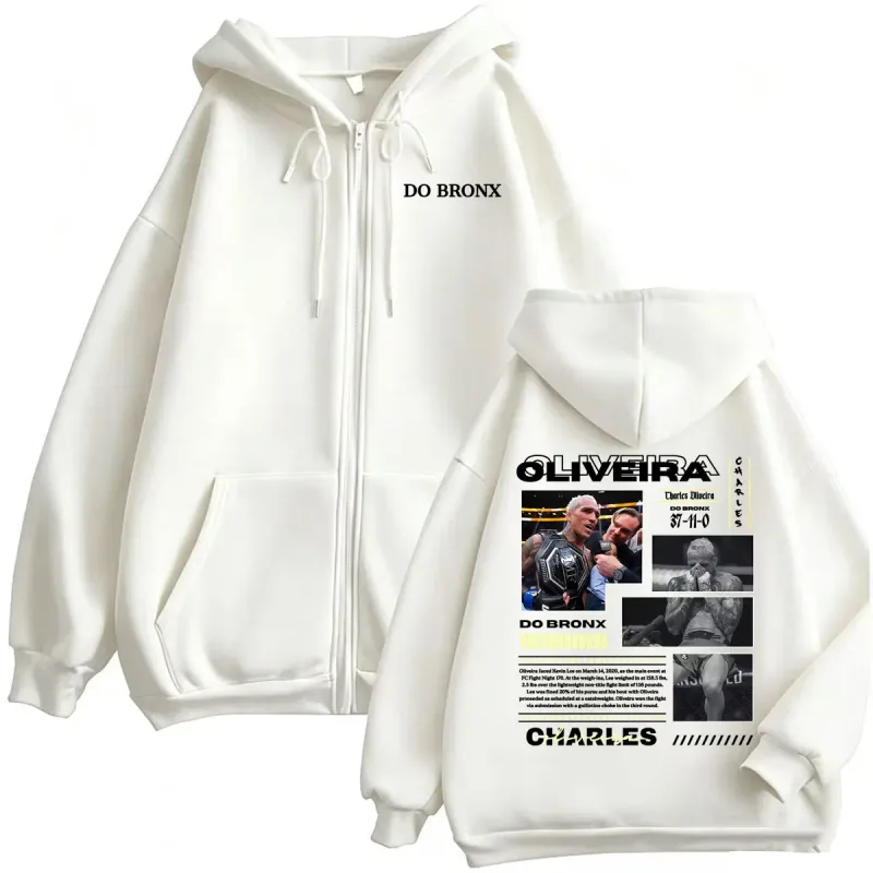 Do Bronxs Charles Oliveira Sweatshirt Jacket Coats Men Women Violence Aesthetic Zipper Hoodies High Quality Fleece Zip Up Hoodie — image 6