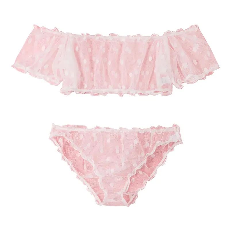 Polka Dot Pattern Semi-sheer Design Lingerie Set Bustier Top And Panty Sets Women's Clothing — image 1