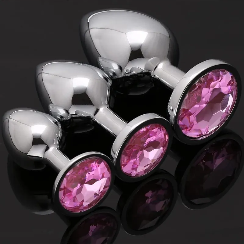Ensemble de plug anal en métal de luxe, Kit d'entraînement de fesses, jouets pour adultes, hommes femmes, couples débutants, cadeaux sexuels, grand, moyen, petit, rose — image 2