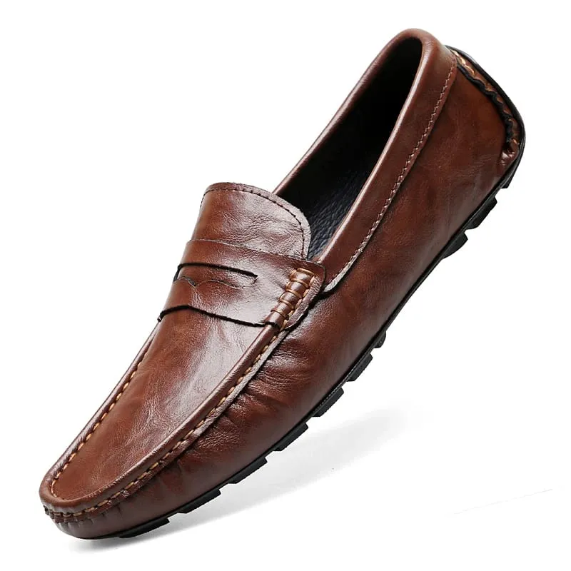 New Classic Casual Leather Men Shoes High Quality Summer Soft Bottom Loafers Outdoor Slip on Driving Shoes Flat Designer Shoes — image 11