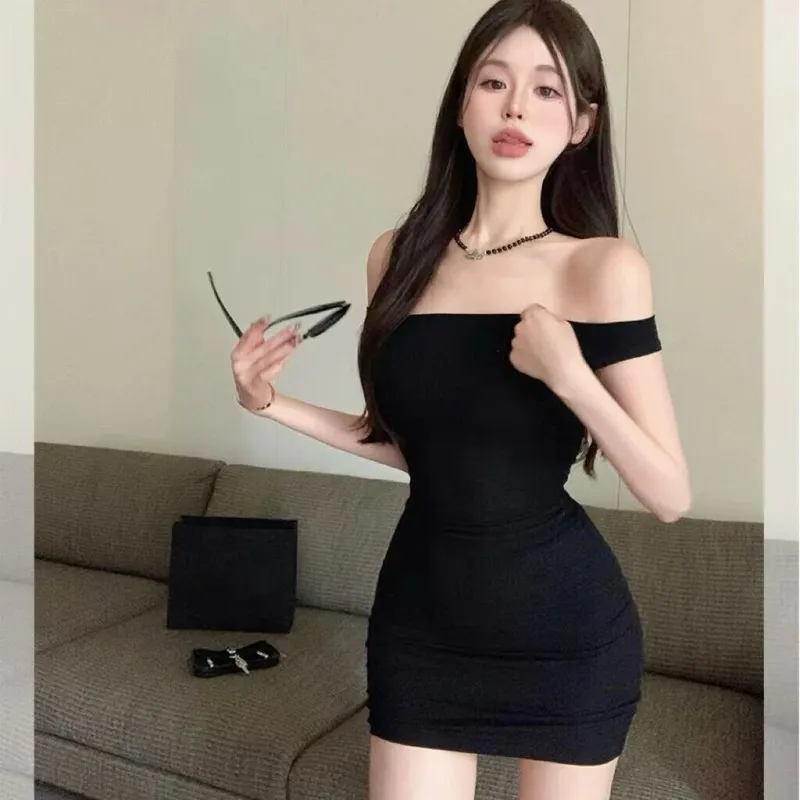Black Sexy Off Shoulder Dress For Women Spicy Girl Slim Waist Bodycon Short Pencil Skirt Elegant Club Party Dresses — image 6